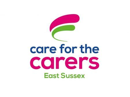 Care for the Carers logo in words of pink, green and blue