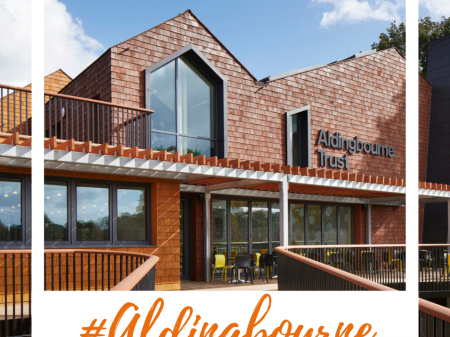 Building of Alding Bourne building with orange text #aldingbourne