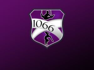 1066 gymnastics logo with purple background