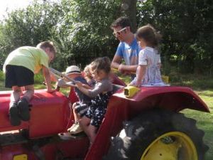 Kids on a tractor