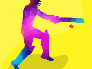man playing cricket