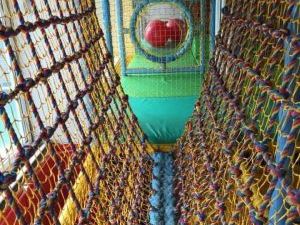 Multicoloured indoor rope bridge 