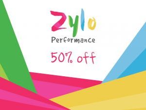 Zylo logo with writing that says 50% off