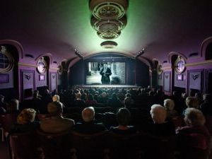 Inside Hailsham pavilion theatre cinema whilst a film is being shown