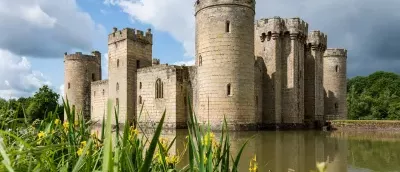 Bodiam Castle Yellow Flowers Water