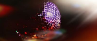 Disco ball with light reflection.